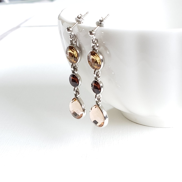 Silver plated post crystal beads drop earring - Picture 4 of 6